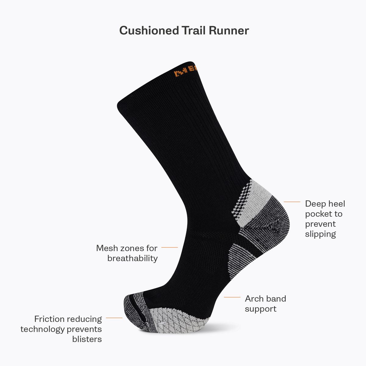 Cushion Trail Runner Crew Sock - Socks - Merrell On Sale